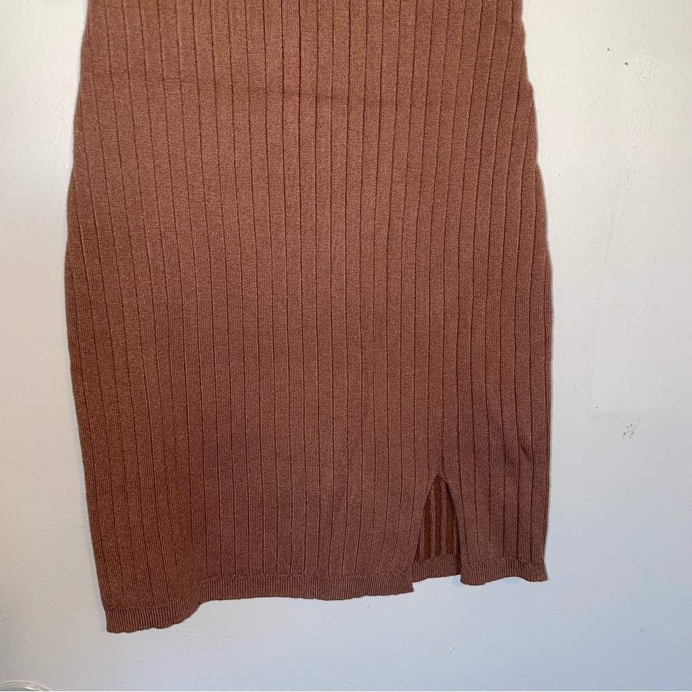 Brown Sleeveless Ribbed Mini Dress - Picture 5 of 5